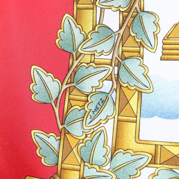 HERMES Carre 90 Scarf ""ENVOL"" Silk Red Auth ac3618 - Picture 16 of 16